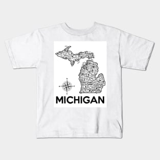 Michigan Map Kids T-Shirt